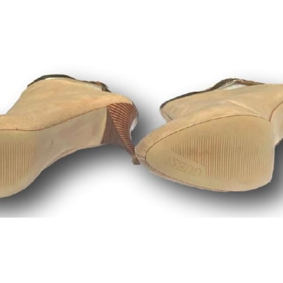 Guess Alfreda Beige & Gold Metallic Suede Bootie Size 10 Reg Price $139 Shoes - Picture 2 of 4